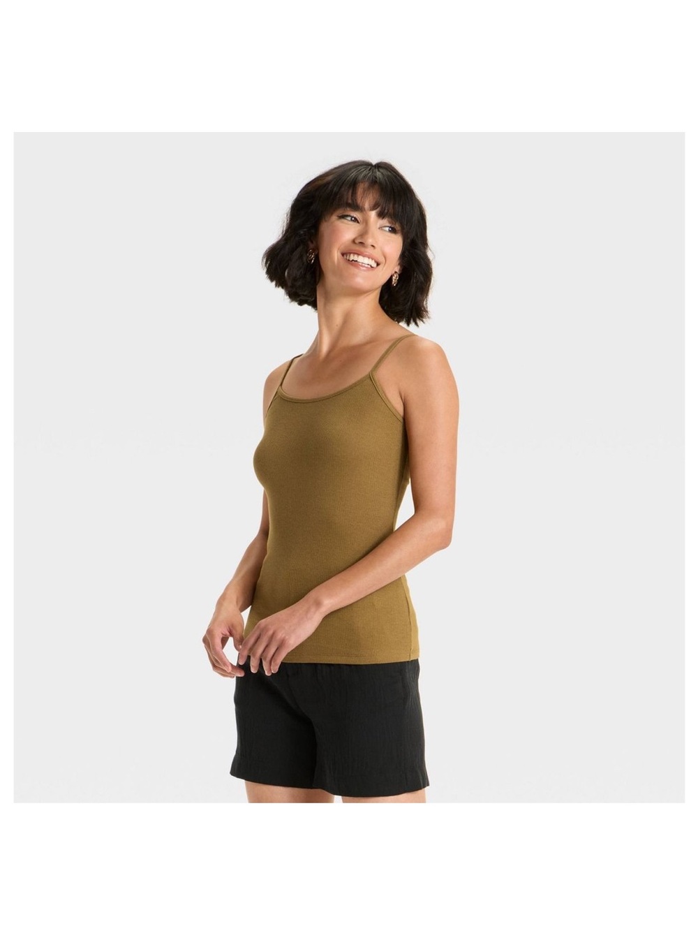 a new day Olive Ribbed Slim Camisole Tank Top